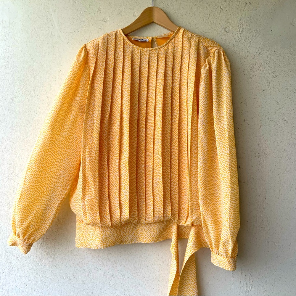 Yellow Pleated Women's Top